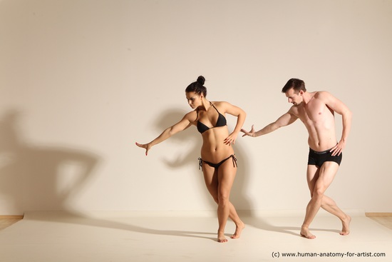 Underwear Woman - Man White Average Short Brown Dancing Dynamic poses Academic