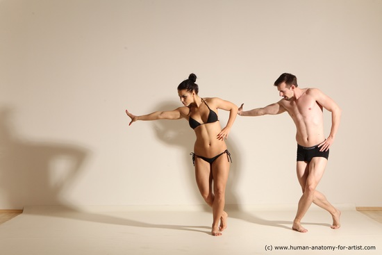 Underwear Woman - Man White Average Short Brown Dancing Dynamic poses Academic