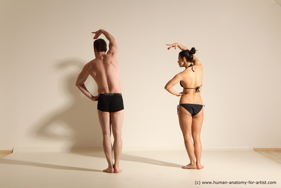 Underwear Woman - Man White Average Short Brown Dancing Dynamic poses Academic