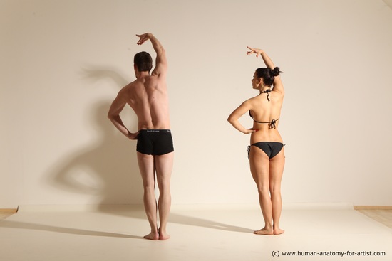 Underwear Woman - Man White Average Short Brown Dancing Dynamic poses Academic