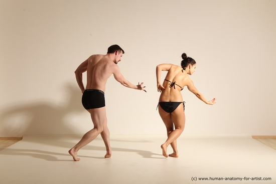 Underwear Woman - Man White Average Short Brown Dancing Dynamic poses Academic