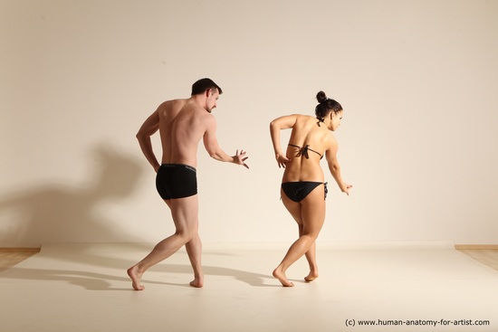 Underwear Woman - Man White Average Short Brown Dancing Dynamic poses Academic