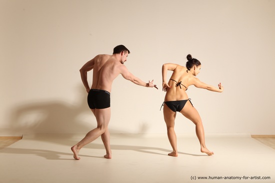 Underwear Woman - Man White Average Short Brown Dancing Dynamic poses Academic