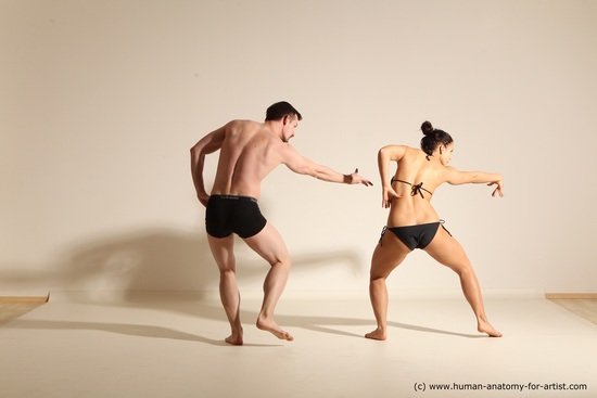 Underwear Woman - Man White Average Short Brown Dancing Dynamic poses Academic