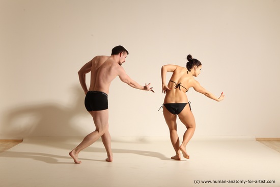 Underwear Woman - Man White Average Short Brown Dancing Dynamic poses Academic