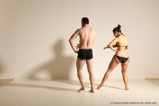 Underwear Woman - Man White Average Short Brown Dancing Dynamic poses Academic