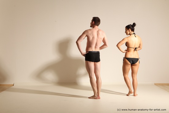 Underwear Woman - Man White Average Short Brown Dancing Dynamic poses Academic