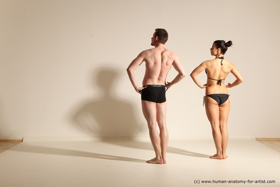 Underwear Woman - Man White Average Short Brown Dancing Dynamic poses Academic