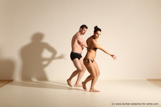 Underwear Woman - Man White Average Short Brown Dancing Dynamic poses Academic