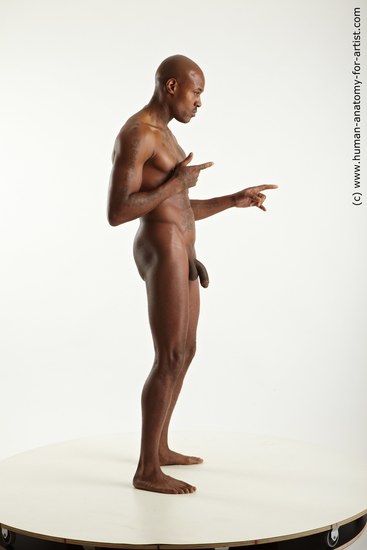 Nude Man Black Standing poses - ALL Slim Bald Standing poses - simple Realistic