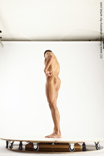 Nude Man White Standing poses - ALL Muscular Short Blond Standing poses - simple Multi angles poses Realistic