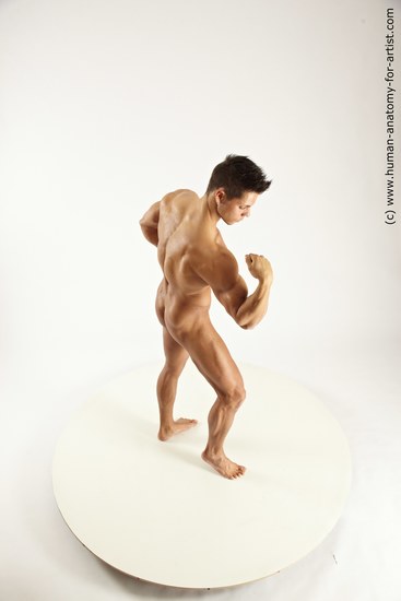 Nude Man White Standing poses - ALL Muscular Short Blond Standing poses - simple Multi angles poses Realistic