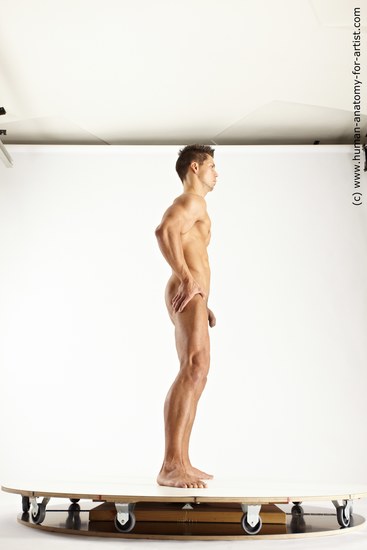 Nude Man White Standing poses - ALL Muscular Short Blond Standing poses - simple Multi angles poses Realistic