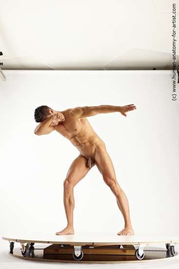 Nude Man White Standing poses - ALL Muscular Short Blond Standing poses - simple Multi angles poses Realistic