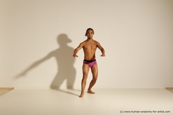 Underwear Martial art Man Asian Standing poses - ALL Slim Long Black Standing poses - simple Dynamic poses Academic