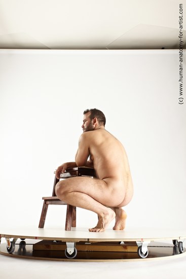 Nude Man White Kneeling poses - ALL Average Short Brown Kneeling poses - on both knees Multi angles poses Realistic