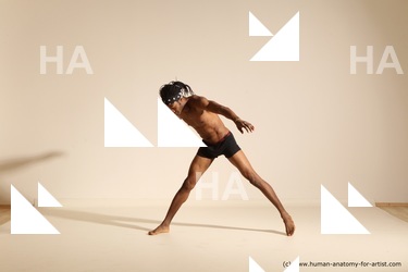 Underwear Man Black Athletic Black Dancing Dreadlocks Dynamic poses Academic