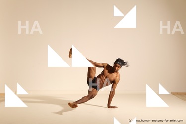 Underwear Man Black Athletic Black Dancing Dreadlocks Dynamic poses Academic