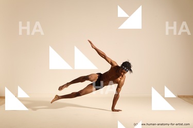 Underwear Man Black Athletic Black Dancing Dreadlocks Dynamic poses Academic