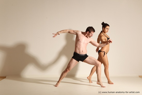 Underwear Woman - Man White Average Short Brown Dancing Dynamic poses Academic