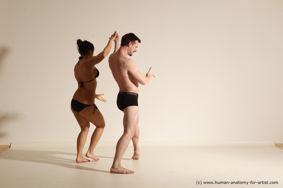 Underwear Woman - Man White Average Short Brown Dancing Dynamic poses Academic