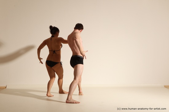 Underwear Woman - Man White Average Short Brown Dancing Dynamic poses Academic