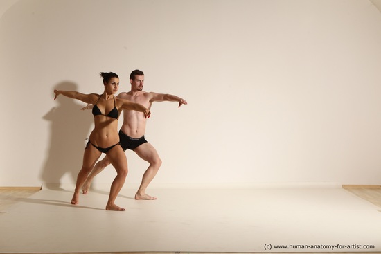 Underwear Woman - Man White Average Short Brown Dancing Dynamic poses Academic