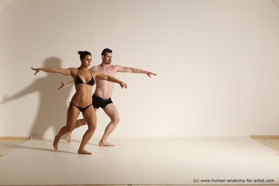 Underwear Woman - Man White Average Short Brown Dancing Dynamic poses Academic