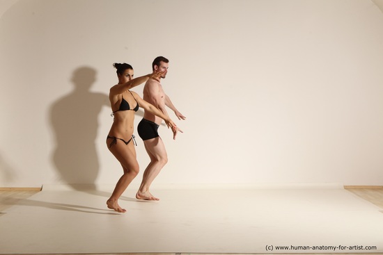 Underwear Woman - Man White Average Short Brown Dancing Dynamic poses Academic