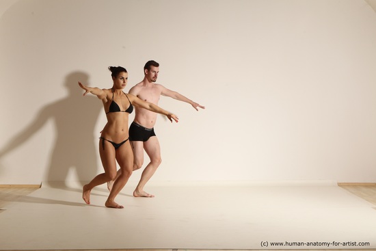 Underwear Woman - Man White Average Short Brown Dancing Dynamic poses Academic