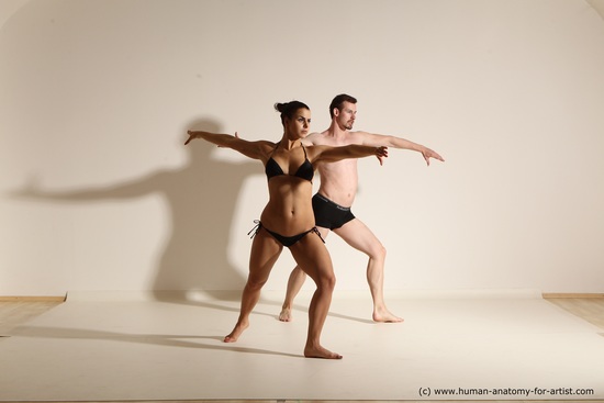 Underwear Woman - Man White Average Short Brown Dancing Dynamic poses Academic