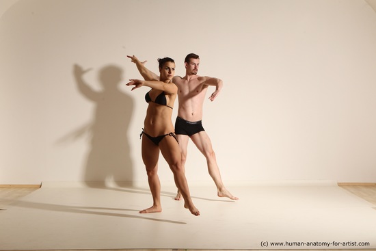 Underwear Woman - Man White Average Short Brown Dancing Dynamic poses Academic