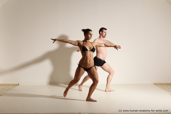 Underwear Woman - Man White Average Short Brown Dancing Dynamic poses Academic