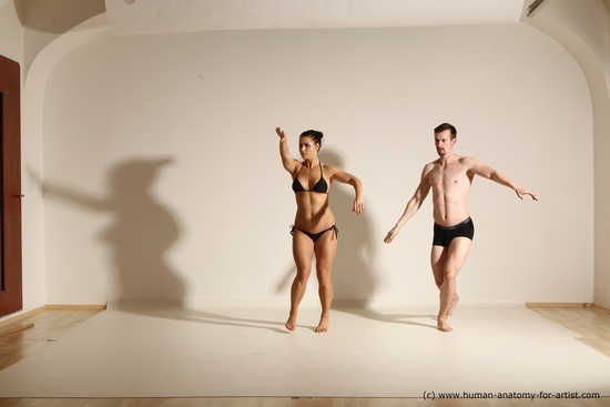 Underwear Woman - Man White Average Short Brown Dancing Dynamic poses Academic