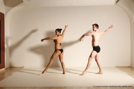 Underwear Woman - Man White Average Short Brown Dancing Dynamic poses Academic