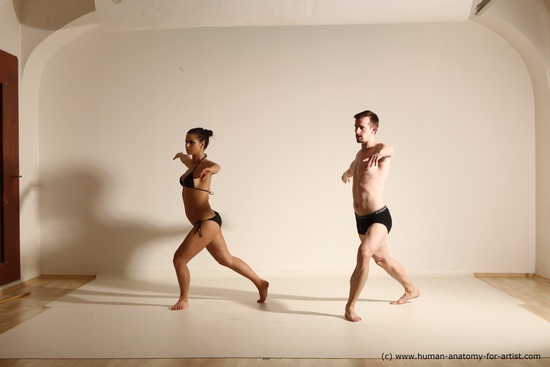 Underwear Woman - Man White Average Short Brown Dancing Dynamic poses Academic