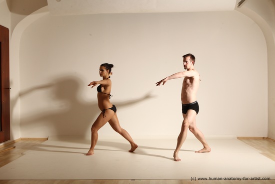 Underwear Woman - Man White Average Short Brown Dancing Dynamic poses Academic