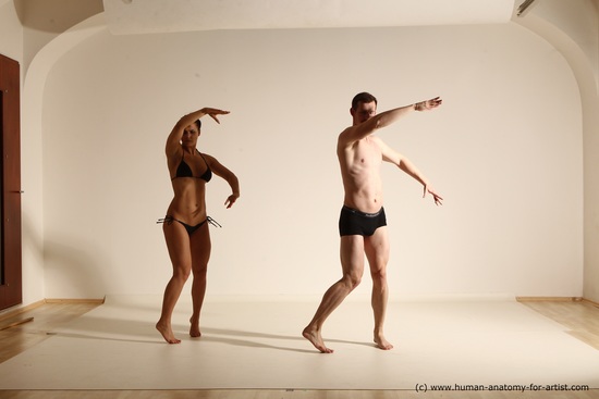 Underwear Woman - Man White Average Short Brown Dancing Dynamic poses Academic