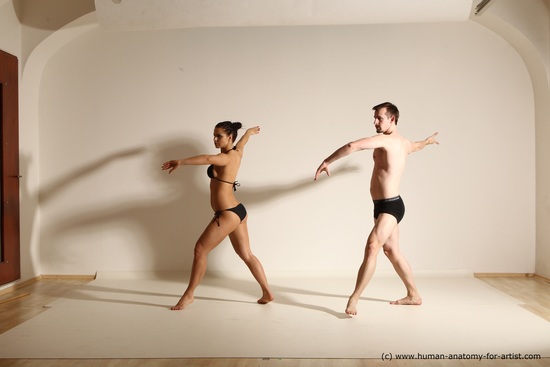 Underwear Woman - Man White Average Short Brown Dancing Dynamic poses Academic