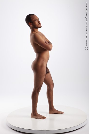 Nude Man Black Standing poses - ALL Average Short Black Standing poses - simple Realistic