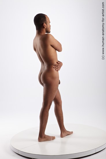 Nude Man Black Standing poses - ALL Average Short Black Standing poses - simple Realistic