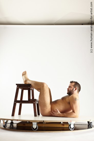 Nude Man White Laying poses - ALL Average Short Brown Laying poses - on back Multi angles poses Realistic