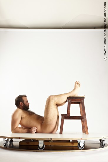 Nude Man White Laying poses - ALL Average Short Brown Laying poses - on back Multi angles poses Realistic