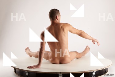 Nude Man White Sitting poses - simple Athletic Short Brown Sitting poses - ALL Realistic
