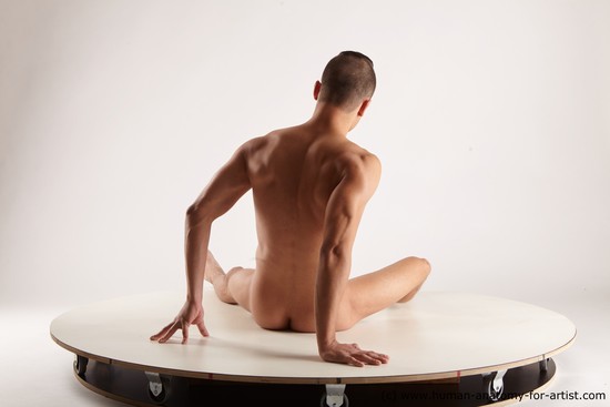 Nude Man White Sitting poses - simple Athletic Short Brown Sitting poses - ALL Realistic