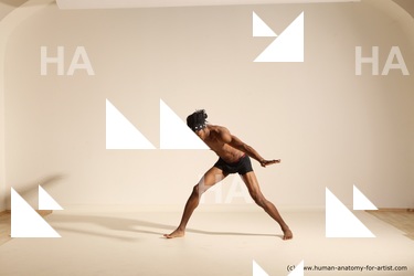 Underwear Man Black Athletic Black Dancing Dreadlocks Dynamic poses Academic