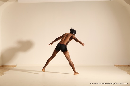 Underwear Man Black Athletic Black Dancing Dreadlocks Dynamic poses Academic