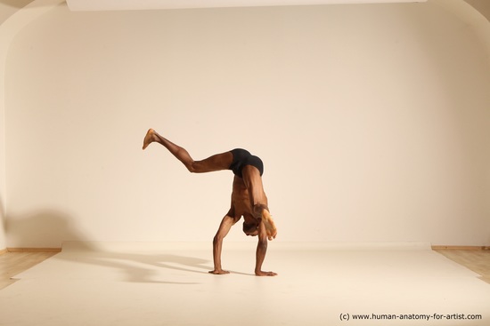 Underwear Man Black Athletic Black Dancing Dreadlocks Dynamic poses Academic