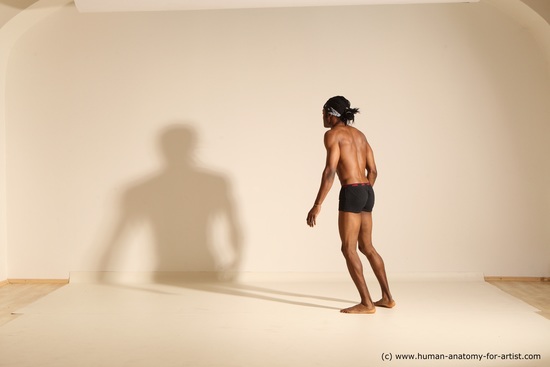 Underwear Man Black Athletic Black Dancing Dreadlocks Dynamic poses Academic