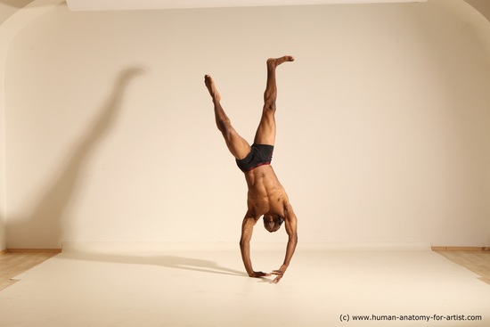 Underwear Man Black Athletic Black Dancing Dreadlocks Dynamic poses Academic